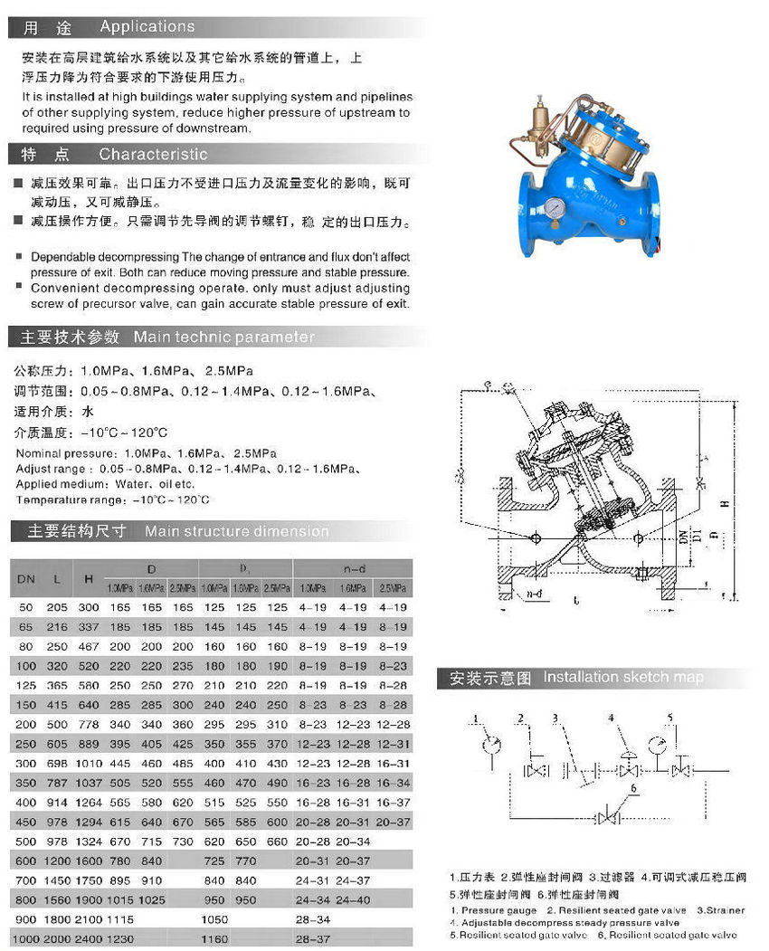 可調(diào)式減壓閥,YX741X可調(diào)式減壓穩(wěn)壓閥外形尺寸結構圖 可調(diào)式減壓閥,YX741X可調(diào)式減壓穩(wěn)壓閥外形尺寸結構圖